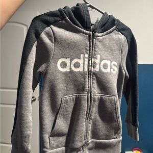 Adidas Kids Gray and Black Zip-Up Jacket